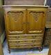 Vintage French Carved Oak 2 Door/3 Drawer Large Side Cabinet (00918)