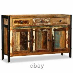 Vintage Large Sideboard Reclaimed Wood Cabinet Industrial Doors Cupboard Drawers