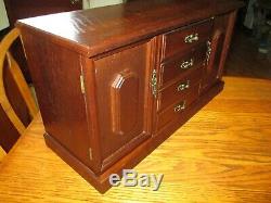 Vintage Large Wood Jewelry Box Chest Drawers Doors Cabinet Console Buffet Style