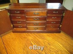 Vintage Large Wood Jewelry Box Chest Drawers Doors Cabinet Console Buffet Style