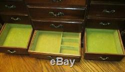 Vintage Large Wood Jewelry Box Chest Drawers Doors Cabinet Console Buffet Style