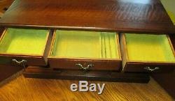 Vintage Large Wood Jewelry Box Chest Drawers Doors Cabinet Console Buffet Style