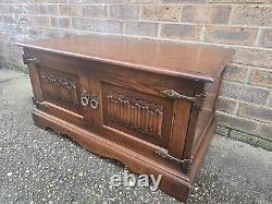 Vintage Old Charm TV Stand Sky Box/DVD Drawer Linenfold Doors