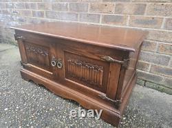 Vintage Old Charm TV Stand Sky Box/DVD Drawer Linenfold Doors