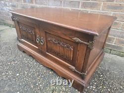 Vintage Old Charm TV Stand Sky Box/DVD Drawer Linenfold Doors