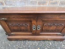 Vintage Old Charm TV Stand Sky Box/DVD Drawer Linenfold Doors