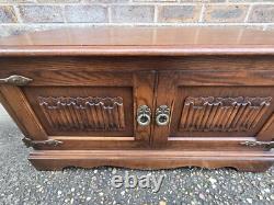 Vintage Old Charm TV Stand Sky Box/DVD Drawer Linenfold Doors