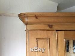 Vintage Shabby Chic Old Pine Wardrobe with Mirror Door & Large Drawer FAB