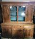 Vintage Welsh Dresser Cabinet Drawers Cupboard Large Glass Doors 2 Parts #IN36