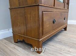 WARDROBE Tall Mahogany Mirror Door Hanging Rail And Hooks Large Bottom Drawer