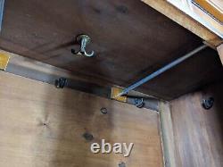 WARDROBE Tall Mahogany Mirror Door Hanging Rail And Hooks Large Bottom Drawer