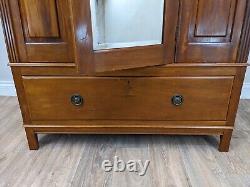 WARDROBE Tall Mahogany Mirror Door Hanging Rail And Hooks Large Bottom Drawer