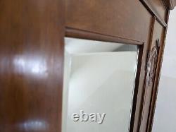 WARDROBE Tall Mahogany Mirror Door Hanging Rail And Hooks Large Bottom Drawer