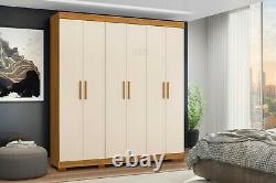 Wardrobe 6 Door Mirror Bedroom Furniture Shelving Drawers Storage Large Cupboard