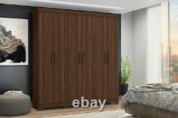 Wardrobe 6 Door Mirror Bedroom Furniture Shelving Drawers Storage Large Cupboard