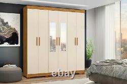 Wardrobe 6 Door Mirror Bedroom Furniture Shelving Drawers Storage Large Cupboard