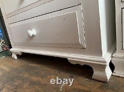 Wardrobe French Victorian Style Large Door Mirror Pine 2 Drawers Furniture