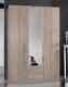 Wardrobe Oak Effect 3 Door 2 Drawer Mirrored Large 135cm Wardrobe