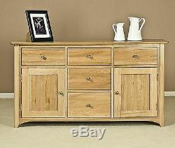 Watling solid oak furniture large three door three drawer sideboard