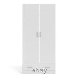 White 2 Door Wardrobe With Drawer and Storage Shelving units Bedroom Furniture