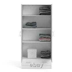 White 2 Door Wardrobe With Drawer and Storage Shelving units Bedroom Furniture