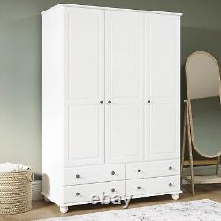 White 3-Door Triple Wardrobe with Drawers Hampton HPT008