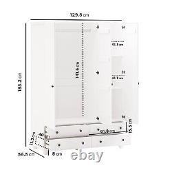 White 3-Door Triple Wardrobe with Drawers Hampton HPT008