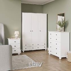 White 3-Door Triple Wardrobe with Drawers Hampton HPT008