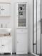 White Bathroom Cabinet Large Storage Door Cupboard Tall Slim Display Shelf Unit