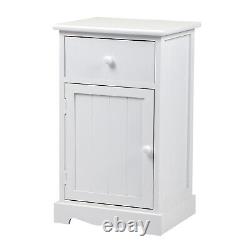 White Bedside Tables Large Storage Cabinet / 1 Door 1 Drawer Bedroom Living Room