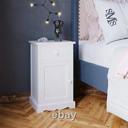 White Bedside Tables Large Storage Cabinet / 1 Door 1 Drawer Bedroom Living Room