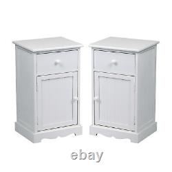 White Bedside Tables Large Storage Cabinet / 1 Door 1 Drawer Bedroom Living Room