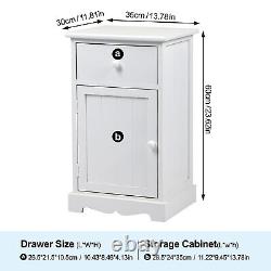 White Bedside Tables Large Storage Cabinet / 1 Door 1 Drawer Bedroom Living Room