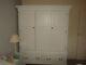 White Country Style Shabby Chic Large 3 Door Wardbrobe Pantry With Drawers