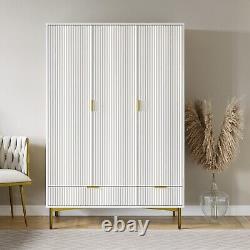 White Gloss 3-Door Wardrobe with 2 Drawers Valencia VLC015