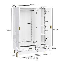 White Gloss 3-Door Wardrobe with 2 Drawers Valencia VLC015