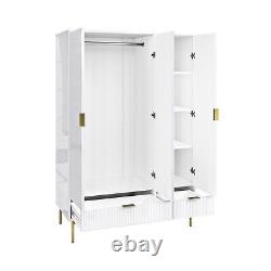 White Gloss 3-Door Wardrobe with 2 Drawers Valencia VLC015