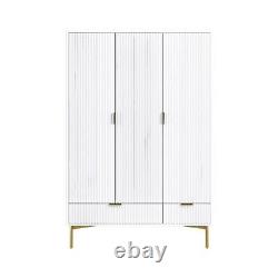 White Gloss 3-Door Wardrobe with 2 Drawers Valencia VLC015