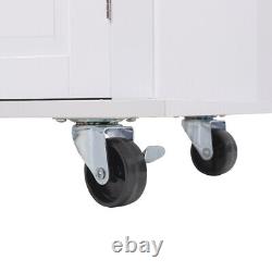 White Kitchen Trolley Carts Large Storage Cabinet Cupboard 2 Drawers Sideboards