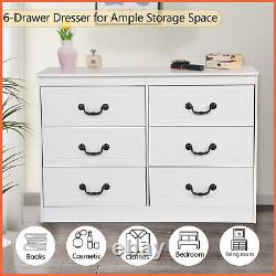 White Large Wide Chest Of 6 Drawers Bedroom Drawer Chests Storage Unit Cabinet