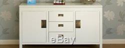 White Oriental Lacquer Large 3 Drawer 2 Door Sideboard