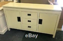 White Oriental Lacquer Large 3 Drawer 2 Door Sideboard