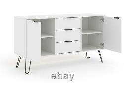 White Sideboard Cupboard With 2 Doors, 3 Drawers Living Room Storage Furniture