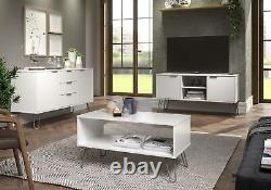 White Sideboard Cupboard With 2 Doors, 3 Drawers Living Room Storage Furniture
