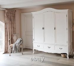 White Triple Wardrobe French 3 Door Large Wardrobe Bedroom Furniture JULIETTE