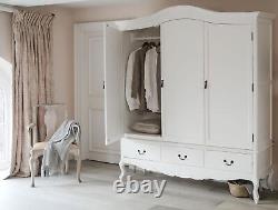 White Triple Wardrobe French 3 Door Large Wardrobe Bedroom Furniture JULIETTE