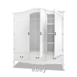 White Triple Wardrobe French 3 Door Large Wardrobe Bedroom Furniture JULIETTE