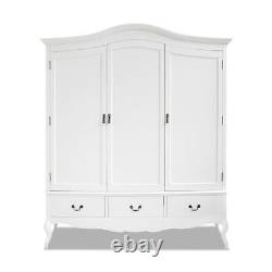 White Triple Wardrobe French 3 Door Large Wardrobe Bedroom Furniture JULIETTE