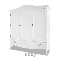 White Triple Wardrobe French 3 Door Large Wardrobe Bedroom Furniture JULIETTE