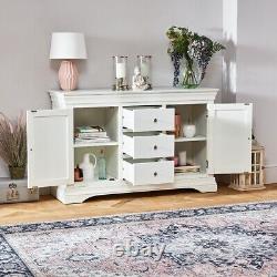 Wilmslow White Painted Large 3 Drawer 2 Door Sideboard Bedroom WLM26